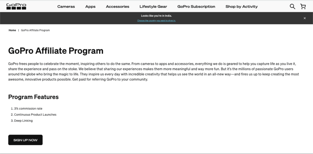GoPro affiliate program