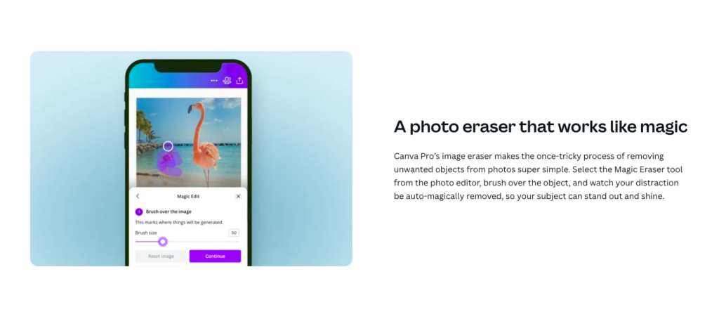 Magic eraser Canva tool