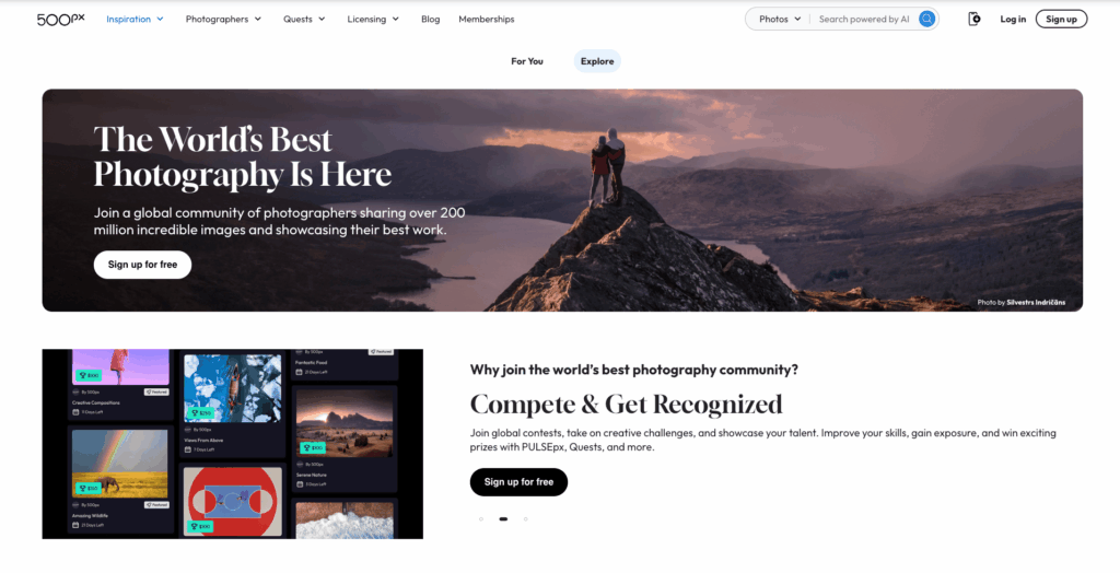 500px Top Indian stock photo platform